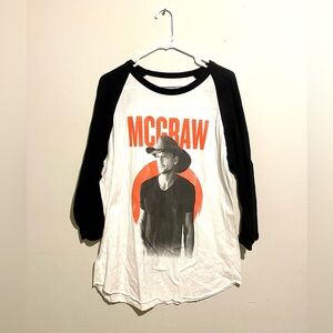 Tim McGraw 2019 concert tour shirt large white black quarter short sleeve cotton